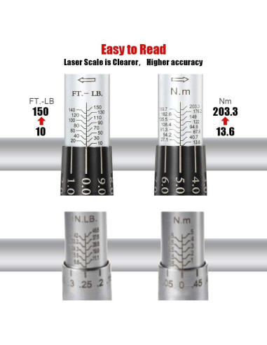 Llave de Torque de Click ARUCMIN 1/2" 10-150 lb-pie