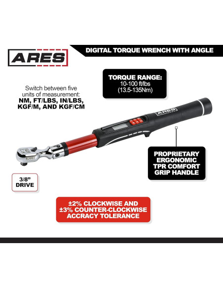 Llave de Torque Digital ARES 43007 10-100 Nm Flex Head