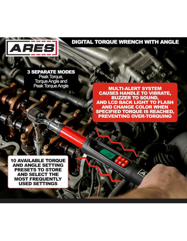 Llave de Torque Digital ARES 43007 10-100 Nm Flex Head