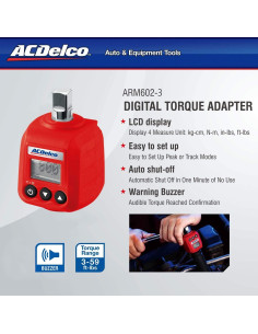 ACDelco Kit de Adaptador de Par Digital 3/8" y 1/2" ISO 6789 2