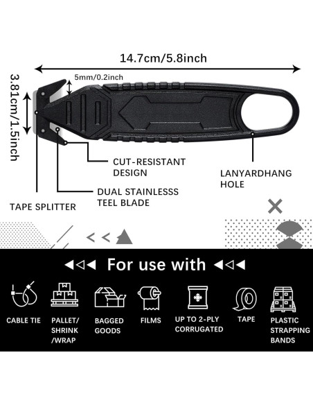 Cortador de Caja de Seguridad Therwen 10 Pcs Cuchilla Oculta