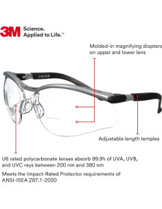 Gafas de Seguridad 3M BX Reader +2.5 Lente Clara Anti-Niebla 2