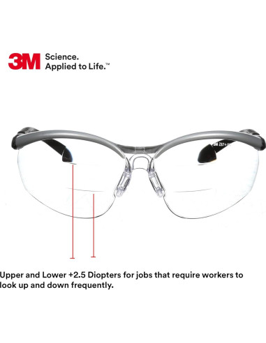 Gafas de Seguridad 3M BX Reader +2.5 Lente Clara Anti-Niebla