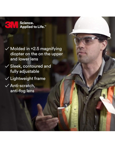 Gafas de Seguridad 3M BX Reader +2.5 Lente Clara Anti-Niebla