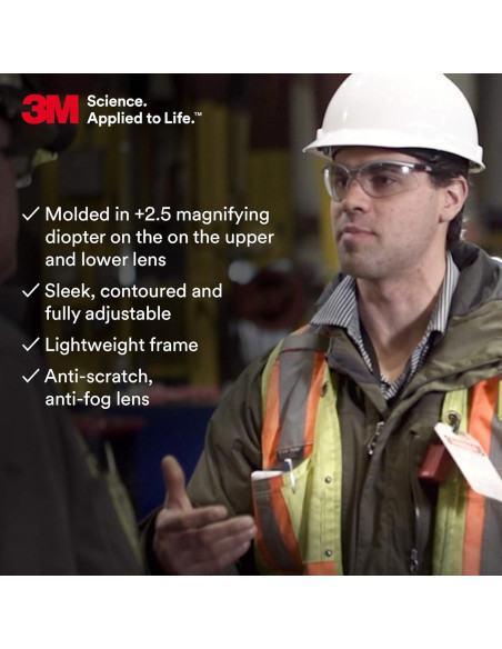 Gafas de Seguridad 3M BX Reader +2.5 Lente Clara Anti-Niebla