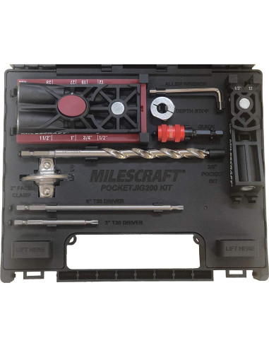 Kit de Carpintería Milescraft Pocket Jig 200XCJ - Plantillas de Agujeros