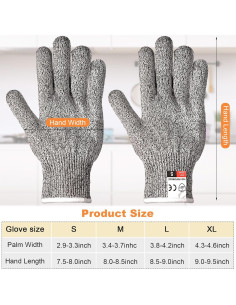 Guantes Resistentes a Cortes Nivel 5 Chuarry - 10 Pares Grande Gris 2