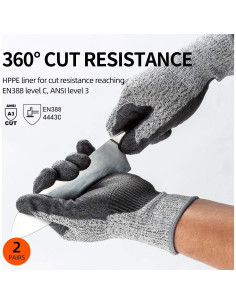 Guantes Resistentes a Cortes Vgo ANSI A3 EN388 Nivel 5 - Mediano 2