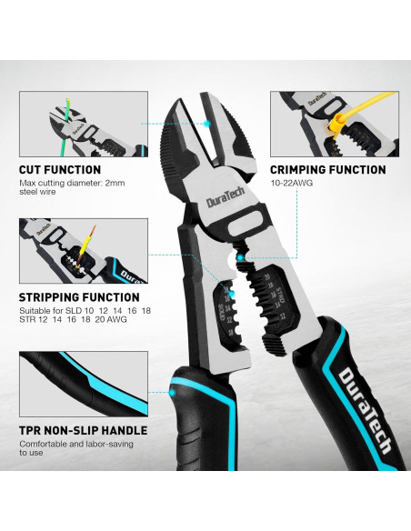 Alicates de Corte Diagonal DURATECH 8" (20.32 cm) Multifuncionales