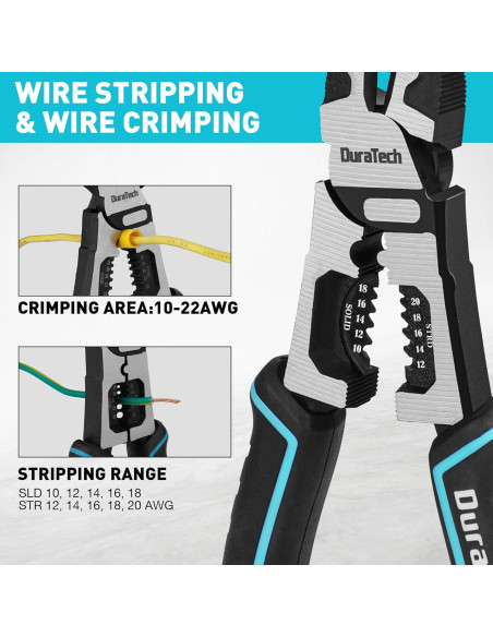 Alicates de Corte Diagonal DURATECH 8" (20.32 cm) Multifuncionales