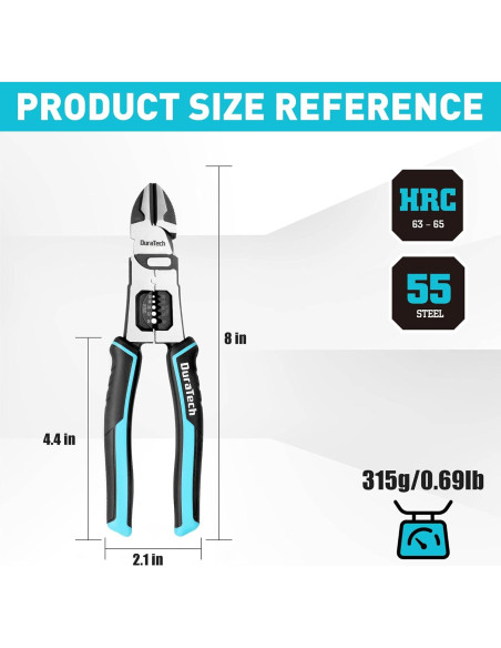 Alicates de Corte Diagonal DURATECH 8" (20.32 cm) Multifuncionales