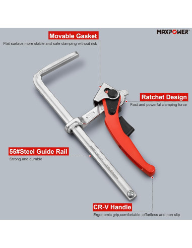 Abrazadera de Mesa MAXPOWER 20 cm 240 kg Rápida Engranaje