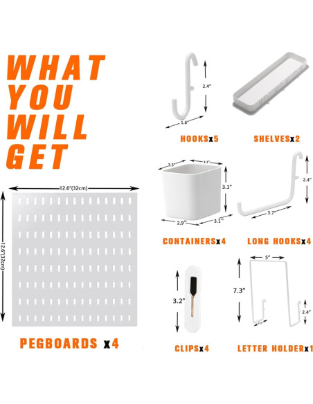 Kit de Tableros de Clavos VEOFEMLEA 65x65cm Blanco con Accesorios