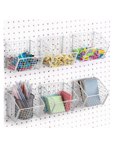 Paquete de 6 Cestas de Alambre Metálico Reallnaive Blancas