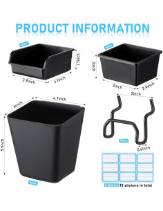 Set de Organizadores de Pared Uiifan 18 Piezas para Tablero de Clavos 2