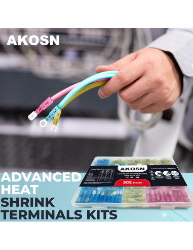 Kit de Conectores de Cable Termocontraíbles 302 Pcs AKOSN