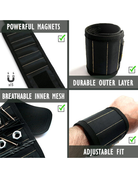 Correa de Muñeca Magnética SLTG2020 Nylon Negro 38.1x9.9 cm