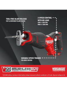 Sierra Recíproca Inalámbrica CRAFTSMAN V20 20.32 cm 3200 RPM 2