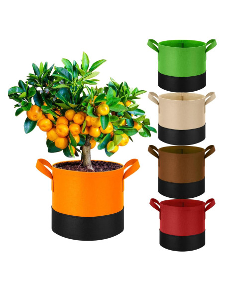 Paquete de 5 Macetas de Tela Fhyisble 19L Transpirables