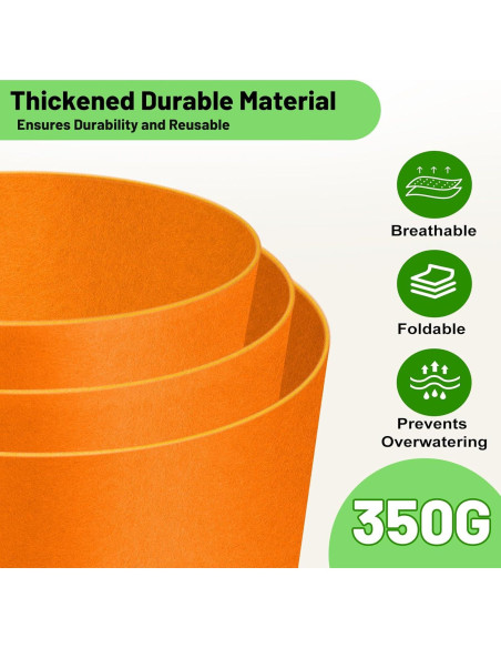 Paquete de 5 Macetas de Tela Fhyisble 19L Transpirables