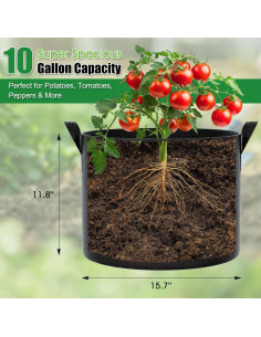 Bolsas de Crecimiento 10 Galones Feed Garden - 4 Piezas 2