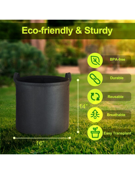 Paquete de 6 bolsas de cultivo Samhe 45L tela no tejida