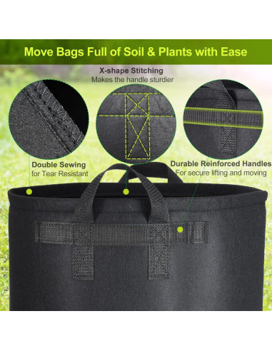 Paquete de 6 bolsas de cultivo Samhe 45L tela no tejida