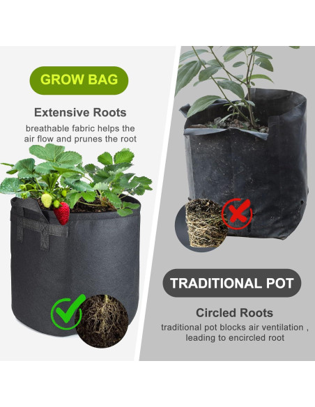 Paquete de 6 bolsas de cultivo Samhe 45L tela no tejida