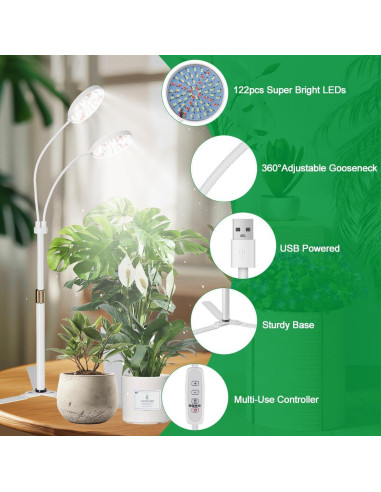 Lámpara de Crecimiento LED GYTF 122 LEDs 10W Regulable 9-40cm