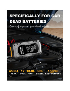 Arrancador de Batería Portátil VANXIPOW 4500A con Compresor 150PSI 2