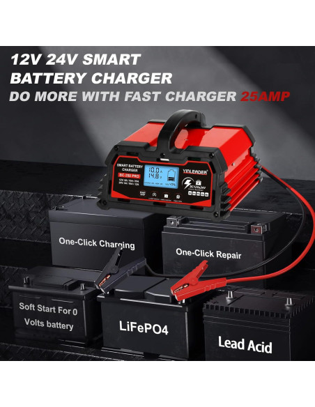 Cargador de Batería Inteligente 25A Yinleader 12V/24V