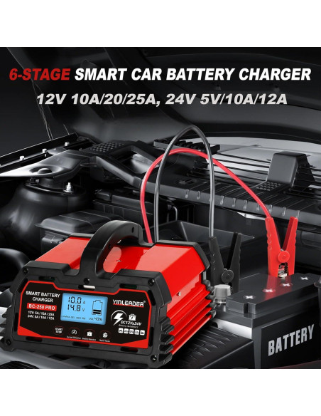 Cargador de Batería Inteligente 25A Yinleader 12V/24V