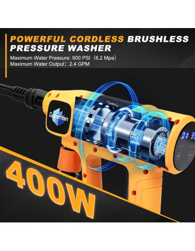 Lavadora a Presión Inalámbrica Gpaentsn 900PSI 6-en-1 Batería