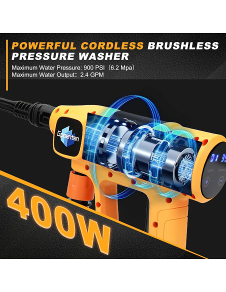 Lavadora a Presión Inalámbrica Gpaentsn 900PSI 6-en-1 Batería