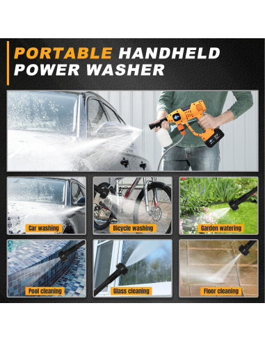 Lavadora a Presión Inalámbrica Gpaentsn 900PSI 6-en-1 Batería