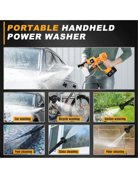 Lavadora a Presión Inalámbrica Gpaentsn 900PSI 6-en-1 Batería