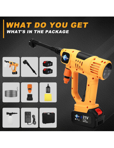 Lavadora a Presión Inalámbrica Gpaentsn 900PSI 6-en-1 Batería