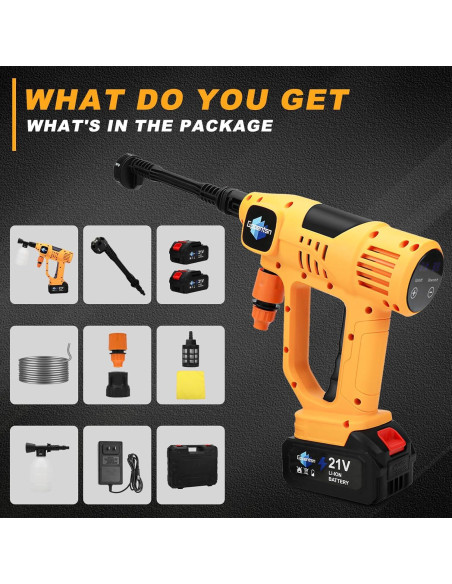 Lavadora a Presión Inalámbrica Gpaentsn 900PSI 6-en-1 Batería