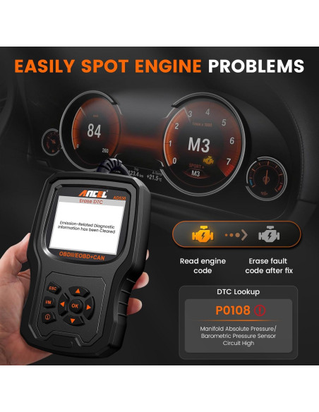 ANCEL AD530 Lector de Códigos OBD2 y Probador de Batería