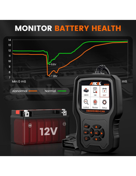 ANCEL AD530 Lector de Códigos OBD2 y Probador de Batería