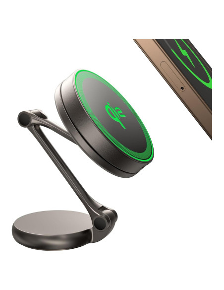 Soporte de Coche Magnético THREEKEY con Cargador Inalámbrico 15W