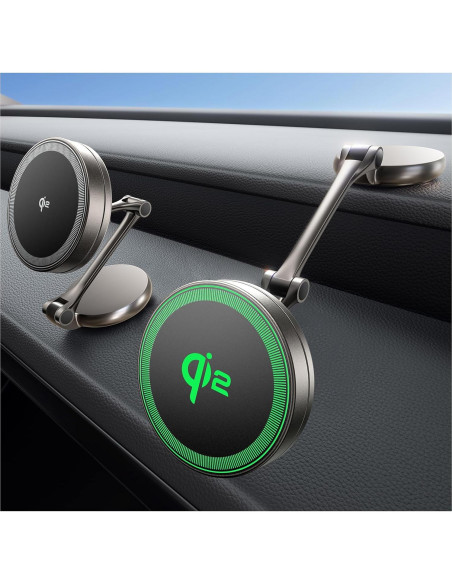 Soporte de Coche Magnético THREEKEY con Cargador Inalámbrico 15W