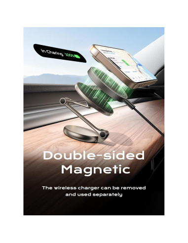 Soporte de Coche Magnético THREEKEY con Cargador Inalámbrico 15W