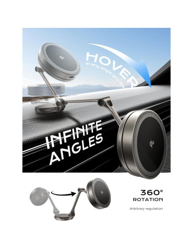 Soporte de Coche Magnético THREEKEY con Cargador Inalámbrico 15W