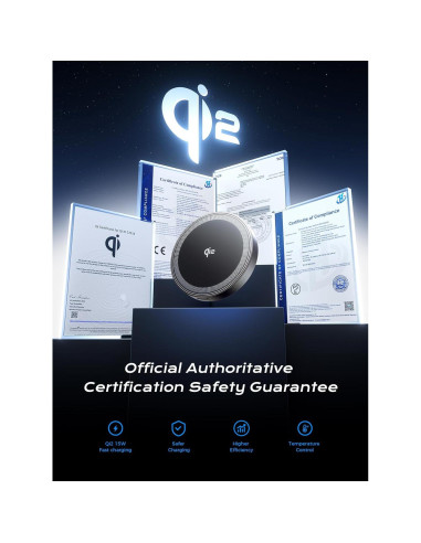 Soporte de Coche Magnético THREEKEY con Cargador Inalámbrico 15W