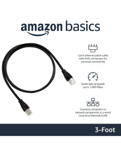 Cable Ethernet RJ45 Cat 6 Amazon Basics 0.9m 1Gbps Negro 2