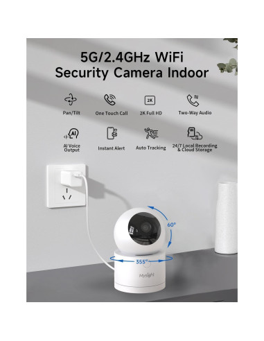 Cámara de Seguridad 2K Mysight con Pan/Tilt y AI