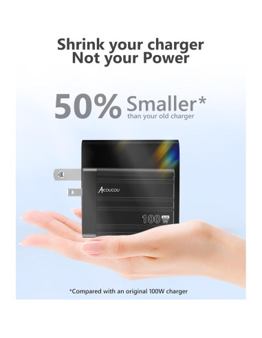 Cargador USB C 100W Acoucou 4 Puertos Rápido GaN Bronce