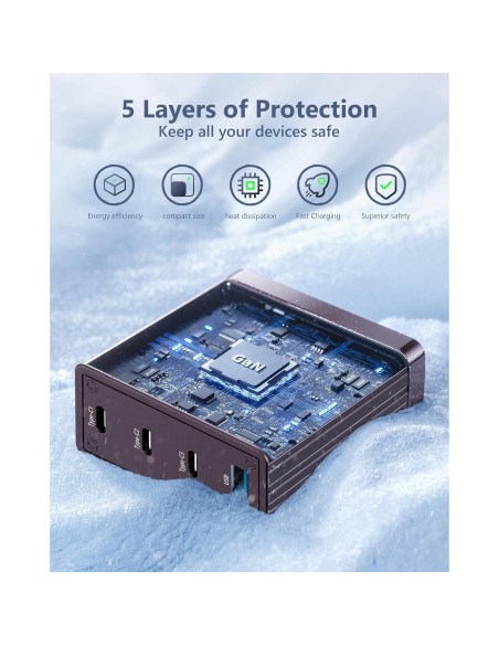 Cargador USB C 100W Acoucou 4 Puertos Rápido GaN Bronce Cargador USB C 100W Acoucou 4 Puertos Rápido GaN Bronce