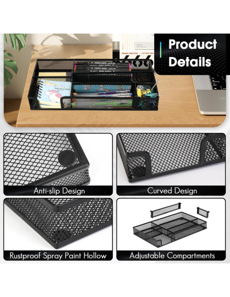 Organizador de Cajón de Escritorio EsOfficce 32x21 cm Malla Metálica